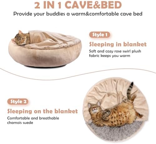 JOEJOY Small Dog Cat Bed With Hooded Blanket, Cozy Cuddler Luxury Puppy Pet - Image 4