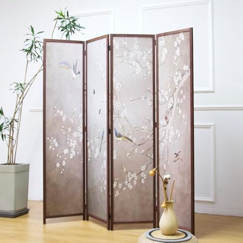 4 Panel Room Divider, 5.6 ft Tall Blackout Folding Privacy Screen by PawlaBay
