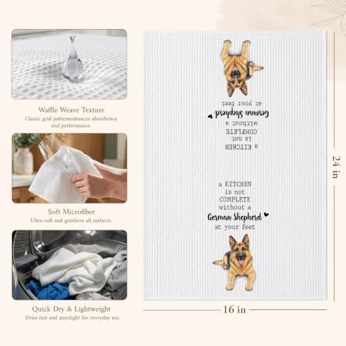 German Shepherd Kitchen Towel, Funny Dog Lover Kitchen Decor - Image 2
