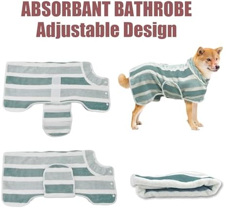 Fast Drying Dog Bathrobe, Super Absorbent Stripes Dogs Towel, Adjustable Warm - Image 3