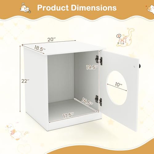 Tangkula White Cat Litter Box Enclosure - Image 3