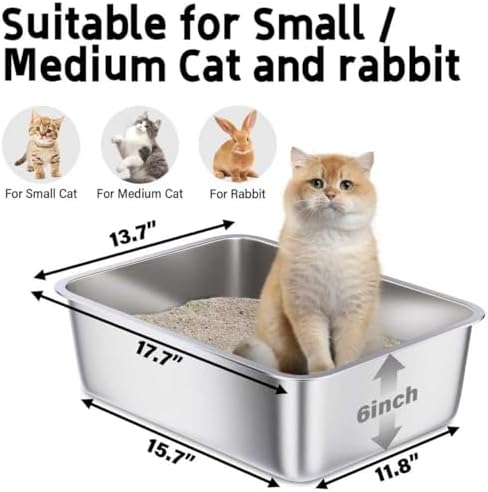 Stainless Steel Litter Box, Metal Litter Box 2 Pack - Image 3