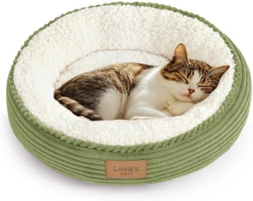 Love's cabin Round Donut Cat and Dog Cushion Bed, 20in Pet Bed by Lovescabin