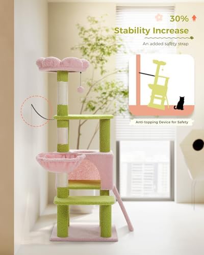 MUTTROS Flower Cat Tree 47.2" Multi-Level Cat Tower - Image 5