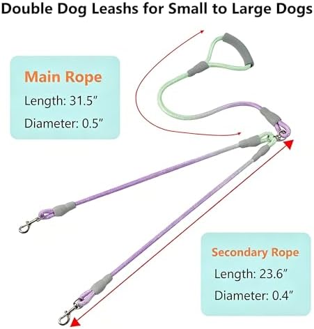 Double Dog Leash for Two Dogs Walking & Training Trangle Free - Image 7
