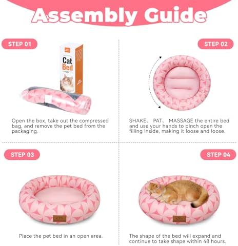 Zerbuger 20in Pink Pattern Round Dog Bed Sofa - Image 4