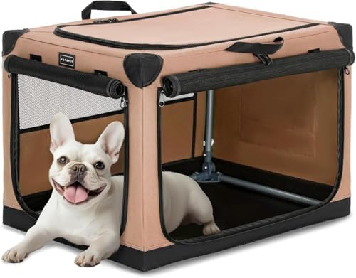PETSFIT 26" Soft Portable Dog Crate – Patented Spiral Sturdy Frame, Collapsible by Petsfit