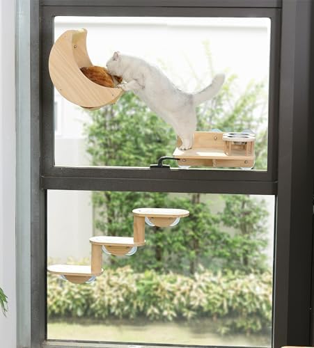 HAPYKITYS Cat Window Perch, Plywood Moon Bed - Image 3