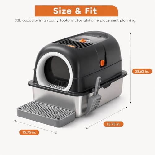 Stainless Steel Litter Box 23.6", Enclosed Dual Entry XL - Image 3