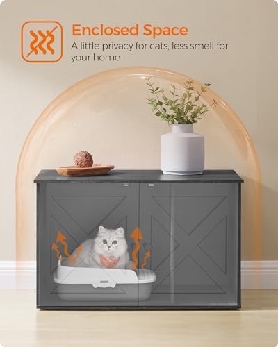 Feandrea Cat Litter Box Enclosure, End Table, 31.5 x 20.9 x 19.7 Inches - Image 4