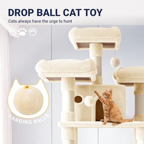 Allewie 82 Inches Large Cat Tree/House/XXL Tall Cat Towers - Image 3