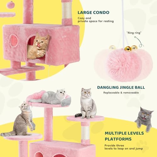 54 Inch Cat Tree Tower with Sisal Scratching Post - Image 5