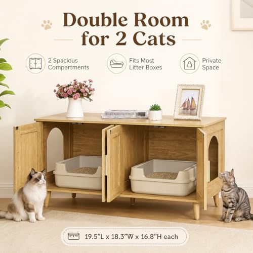 Homhedy Boho Cat Litter Box Enclosure - Image 3
