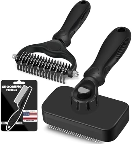 Professional 3PCS Self Cleaning Slicker Brush & Pet Grooming Rake & Flea Comb by Augwind