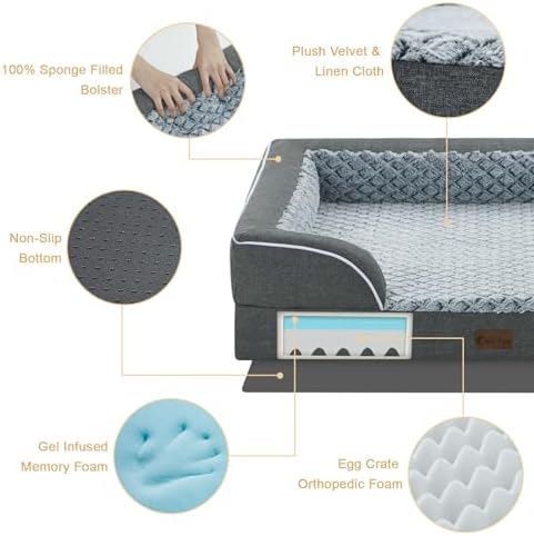 Orthopedic Dog Bed for Extra Large Dogs, Dark Grey - Image 6