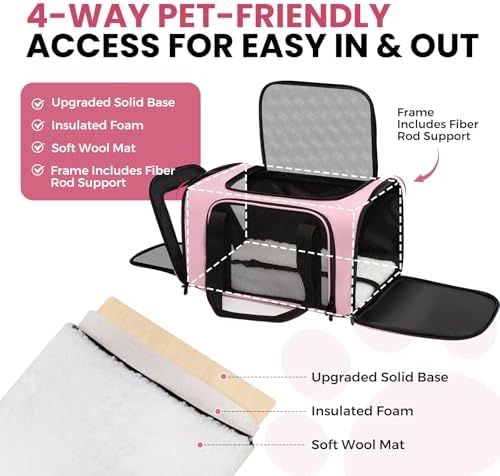 Soft-Sided Cat Carrier 20x13x13 in Expandable Travel Pet Bag 22LBS - Image 3