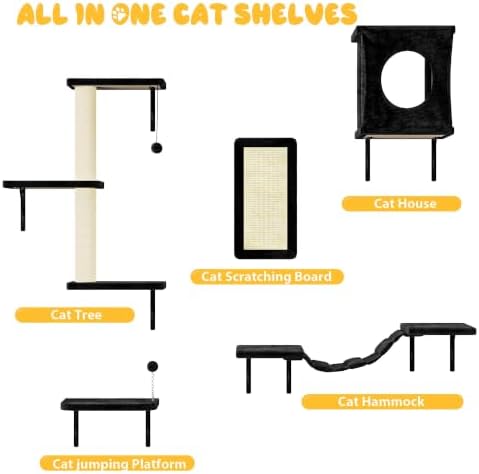 Cat Wall Shelves, 10-in-1 Wall-Mounted Cat Furniture Set - Image 4