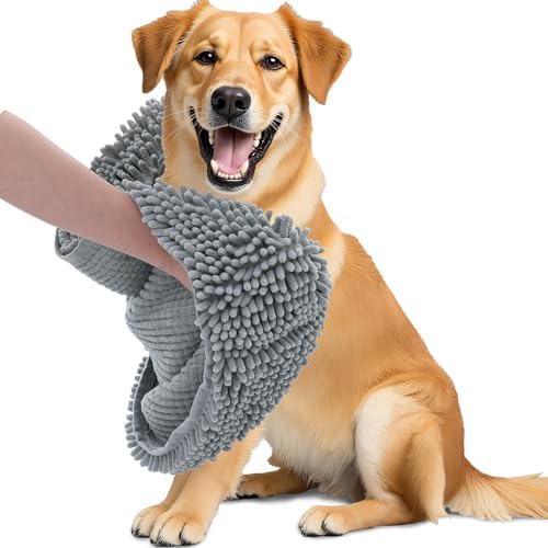 OLANLY Chenille Dog Bath Towel 38x15, Ultra Absorbent Quick Dry Pet Towel by OLANLY