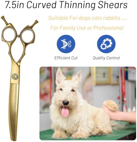7.5in 25° Curved 56 Teeth Thinning Dog Grooming Scissors - Image 7