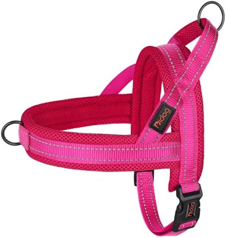 Didog No Pull Dog Harness for Large Dogs, Breathable Mesh Padded, Hot Pink by Didog