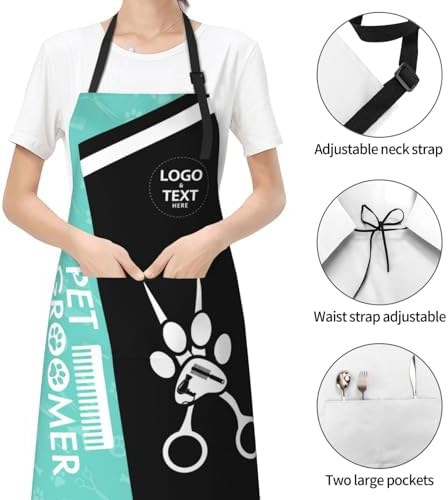 Custom Dog Grooming Apron, Personalized Logo Pet Groomer Apron Smocks - Image 2