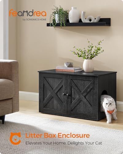 Feandrea Cat Litter Box Enclosure, End Table, 31.5 x 20.9 x 19.7 Inches - Image 2