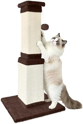 Cat Scratching Post for Indoor Cats, 32Inch Sisal Cat Scratcher by AGYM