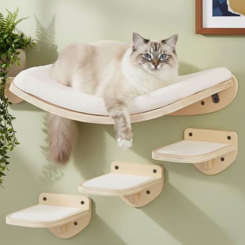 Cat Wall Shelves, Natural Floating Cat Furniture by LAMOOSHIK