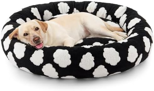 JOEJOY Jacquard Donut Round Dog Beds Large Sized Dog, Removable Washable Cover by JOEJOY