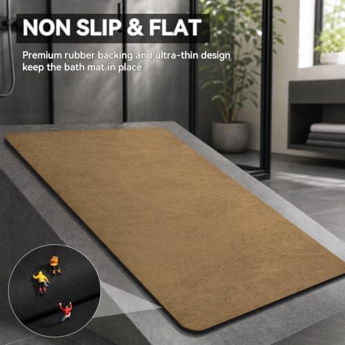 MontVoo -Bath Mat Rug-Rubber Backing Non Slip Quick Dry Absorbent Thin Bathroom - Image 4