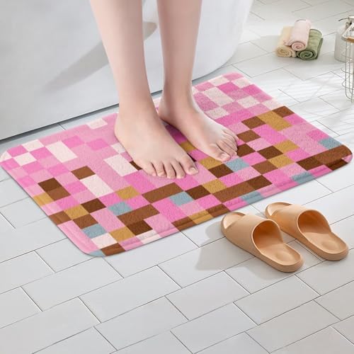 Manfei Pixelated Grid Shaggy Bathroom Mat, Games Gamepad Miners Bath Rugs Soft - Image 2