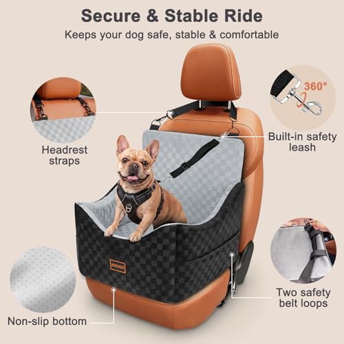 JOEJOY Elevated Dog Car Seat for Small/Medium Dogs up to 35 lbs, Memory Foam - Image 5