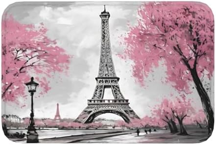 Paris Eiffel Tower Bath Mat 24x16 Inch Non-Slip Soft Microfiber Bathroom Rugs by Unknown
