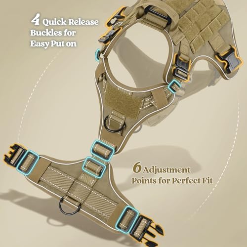 rabbitgoo Tactical Dog Harness for Medium, Heavy Duty Military No Pull Vest - Image 4