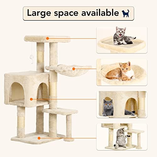 BestPet | 37" Cat Tree Tower | Beige | Sturdy Multi-Level Cat Tree - Image 3