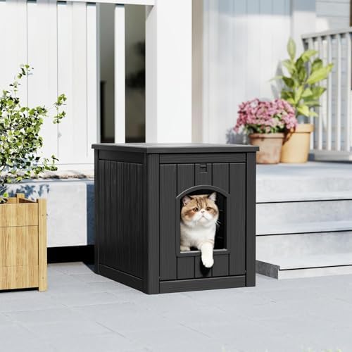 Cat Litter Box Enclosure, Plastic Outdoor Cat House Weatherproof - Image 5