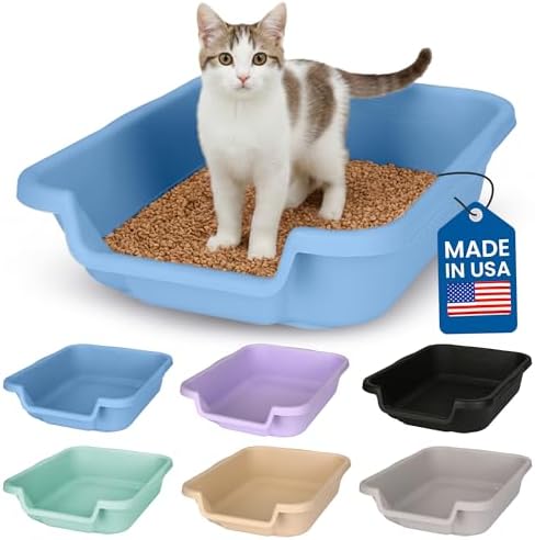 KittyGoHere Senior Cat Litter Box, Small Litter Pan, Small Little Boy Blue by NE14pets