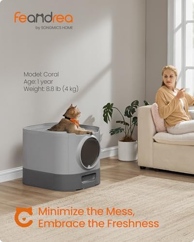 Feandrea Cat Litter Box with Lid, XL Enclosed, Slide-Out Tray - Image 2