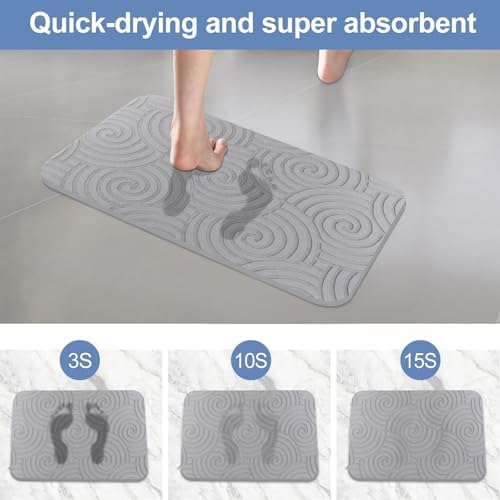 2 Pack Stone Bath Mat Diatomaceous Earth Shower Mat Non-Slip Super Absorbent - Image 4