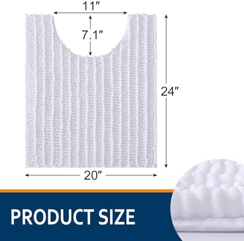 Smiry Bathroom Toilet Rugs U Shaped 24X20, Chenille Bath mats - Image 2
