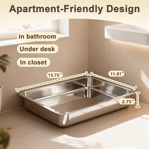Low Entry Stainless Steel Cat Litter Box - Image 6