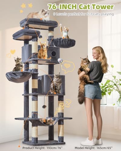 Taoqimiao 76in Cat Tree, Tall Sturdy Cat Tower - Image 3