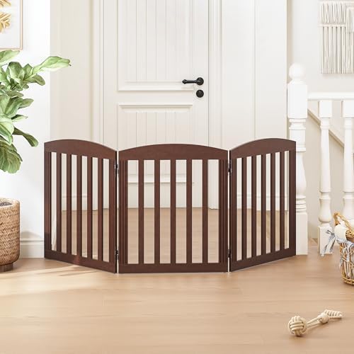 SPIRICH Wooden Freestanding Foldable Dog Gate, Stylish Modern - Image 2
