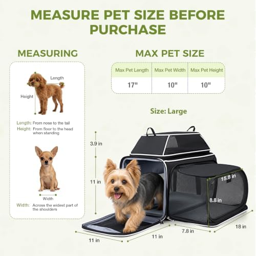 Lekereise Top and Side Expandable Pet Carrier 18x11x11Inch Delta American - Image 3