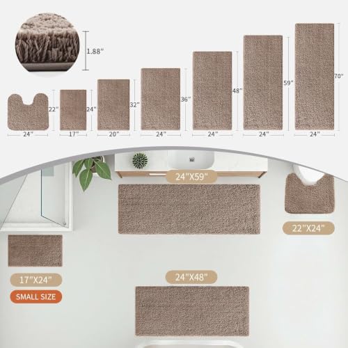 Disolla Taupe Grey Bathroom Rugs 20x32, Non-Slip Plush Thick Bath Mat - Image 2