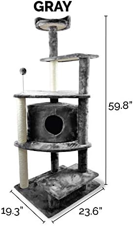Furhaven 59.8" Tall Cat Tree for Indoor Cats, Ft. Sisal Scratching Posts - Image 3