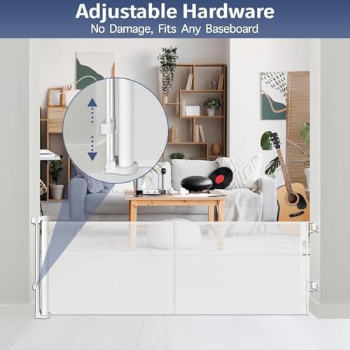 Reinforced 18" Tall 55" Wide Retractable Gate Prevents Crawling Under/White - Image 6