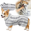 Quick-Dry Dog Bathrobe, Absorbent Striped Pet Towel Coat，Gray：M by Unknown