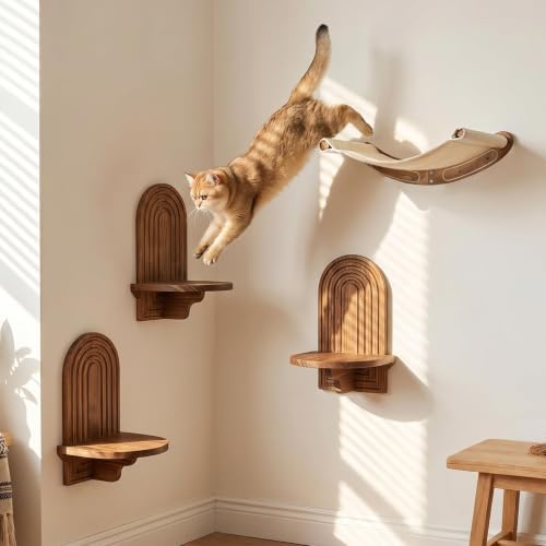 Cat Wall Shelves, Farmhouse Cat Wall Mounted Furniture - Image 3