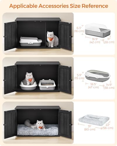 Feandrea Cat Litter Box Enclosure, End Table, 31.5 x 20.9 x 19.7 Inches - Image 7